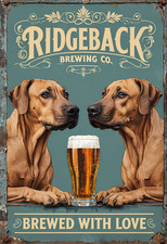 Rhodesian Ridgeback Brewing Co Metal Sign, Ridgeback Beer Plaque, Bar Sign