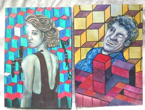 Pair small oil paintings - pair,