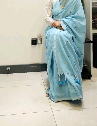 Women sky blue handloom - blue,