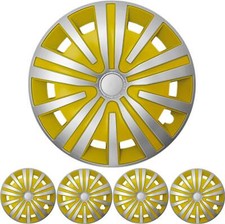 Wheel Trim Set "Spinel" in Silver / Yellow 16 INCH 4x PREMIUM DESIGN Hubcaps