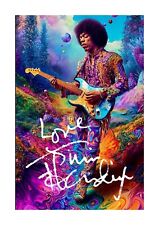 Jimi Hendrix psychadelic A4 signed mounted photo picture poster Choice of frame