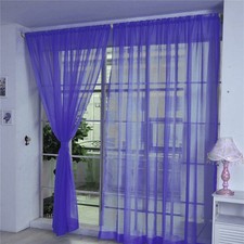 2M Tulle Sheer Window Curtain Solid Color Organza Fabric for Bedroom Decor 