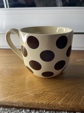 Cream & Brown Ceramic Polka Dot Round Shape Coffee Mug