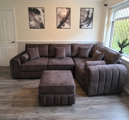 Brown fabric corner - brown, sofa
