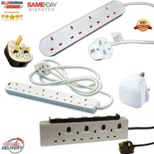 Extension Lead Cable Electric Mains Power 1 2 3 4 6 8 10 Gang Way Plug Socket UK