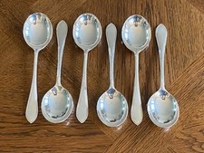 6 Silver Plate Soup Spoons