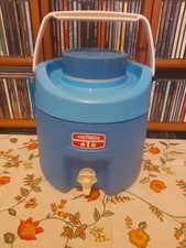 Vintage Blue Thermos water cooler canister dispenser carrier flask 4L, Camping.
