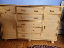 Vintage 1970s Bamboo Rattan Sideboard