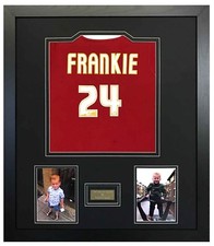 SHIRT FRAME FOR CHILDS FOOTBALL, ANY SHIRT + ENGRAVED PLAQUE WITH YOUR WORDING 