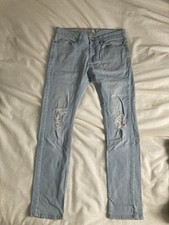 Topman Men Light Blue Spray On Skinny Jeans  Size W32 L30 / 32S 