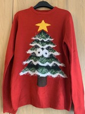 Women’s Small Primark Christmas Jumper In Red With Christmas Tree Design