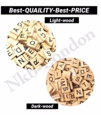 100 Wooden Block Tiles Black Letters Tiles For Crafts Wood Alphabets Toy Game UK