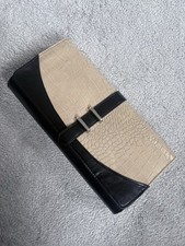 New! Black And Cream Mock Croc