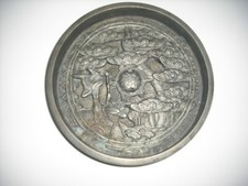 Antique Japanese bronze mirror Kagami Crane turtle pine Edo period rare from JP
