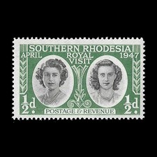 ROYALTY : Princess Elizabeth and Margaret Royal Visit 1947 unused stamp