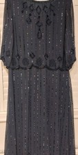 Dress Long Navy beaded Embellished Dress Size 20/22. Fully Lined