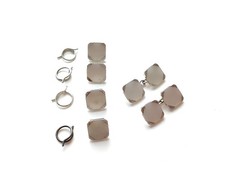 9ct White Gold Cufflinks And Dress Stud Set Mother Of Pearl Antique