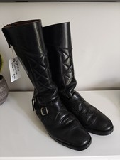 Vintage GoldTop Motorcycle Boots Black Leather - Retro 1970s UK 10 EU 44