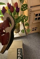 Quirky Arty Architectural Trippen Red Leather Slip On Clog Sandals Mules 39 6