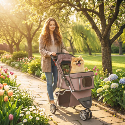 Pawhut pet stroller pushchair - stroller,