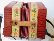 Vintage German Concertina Accordion 20 Key Rose Floral Design with Box