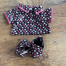 Build A Bear Raincoat Spotty Black Coat Jacket Wellies Boots set