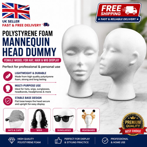 Polystyrene foam head dummy - head,