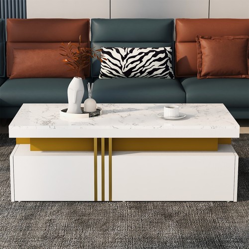 White coffee table with marble - table,