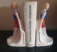 Terrific Art Deco 1920's Style Figural Bathing Beauty Diver Porcelain Book Ends