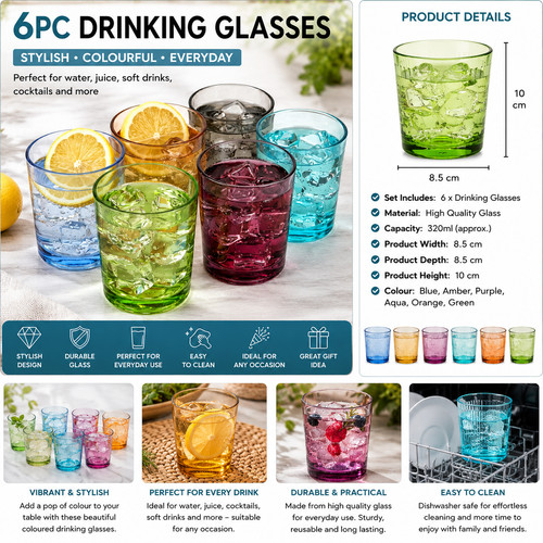6pc drinking glasses - drinking,