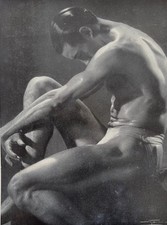 Stunning male nude "O Ginasta" 1949 by Joaquim Silva Nogueira 1892-1959