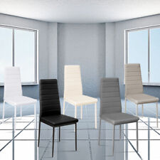 Modern High Back Padded Dinning Chairs 2/4/6Pcs Line Faux Leather Dinning Chairs