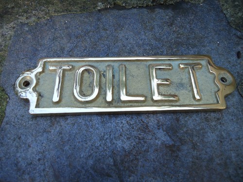 Brass toilet plaque sign - plaque,