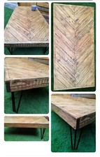 Beautiful** Reclaimed wood Herringbone Chevron Coffee Table on Hairpin Legs 