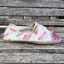 Cath Kidston Green Pink Glitter Watermelon Pattern Flat Espadrilles Shoes UK 5