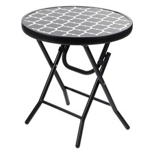 Folding Side Table Glass Top