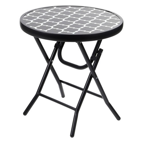 Folding side table glass top - table,