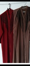 Women Dubai Kimono Nida Abaya Red Maroon And Brown In Sizes 56 & 58.
