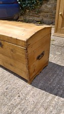 Vintage Old Victorian Antique Pine Blanket Box Chest Ottoman
