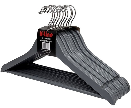 Grey wooden coat hangers - wooden,