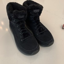 Skechers On The Go Winter Chill Boots Black Suede & Faux Fur Women’s Sz 7 14611