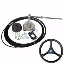 10FT 200HP Outboard Steering Kit Marine Boat Steering System W/ Helm Wheel Cable