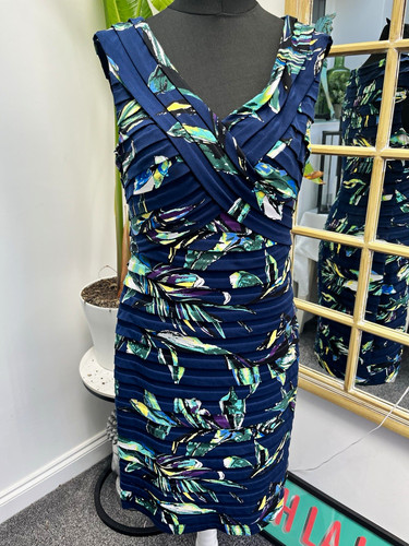 Linea navy green floral - linea, ruched