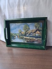 Vintage Tray Serving Drinks With Print "Punting On The River" Bernard McMullen