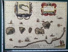 Antique Historic Old Poster Map of Maluka (Spice) Islands 1600s REPRINT Blaeu