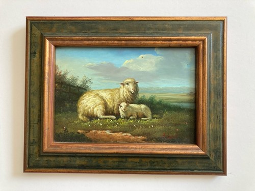 Vintage oil painting wood - vintage,
