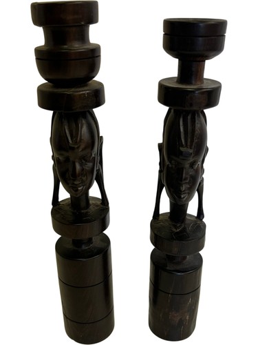 African carved wooden candle - african,