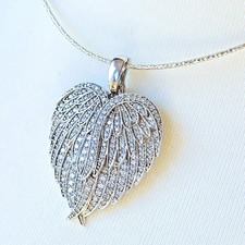 QVC Diamonique Sterling Silver Detachable Angel Wings Heart Pendant Necklace