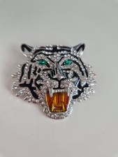 Rhinestone Tiger Brooch Pin