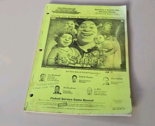 Stern shrek pinball manual - shrek,